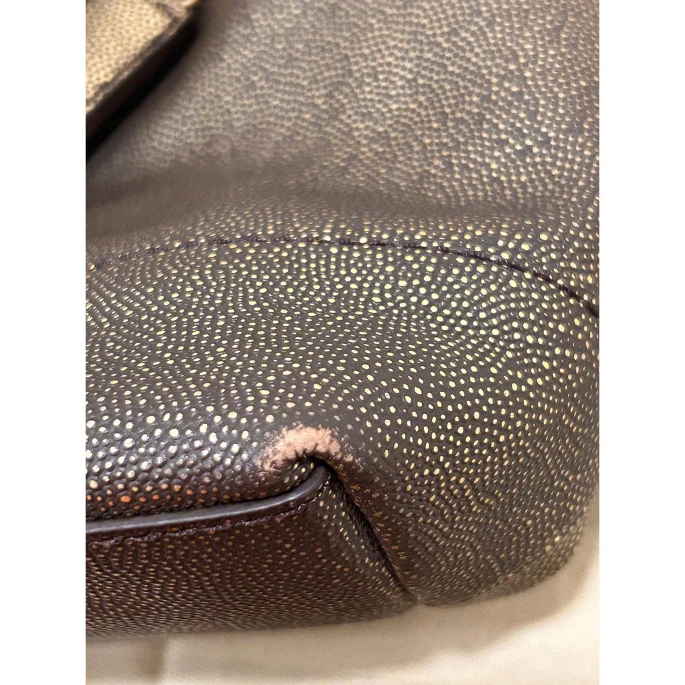 Cole Haan Metallic Shimmer Leather Satchel Crossbody Bag Brown Gold